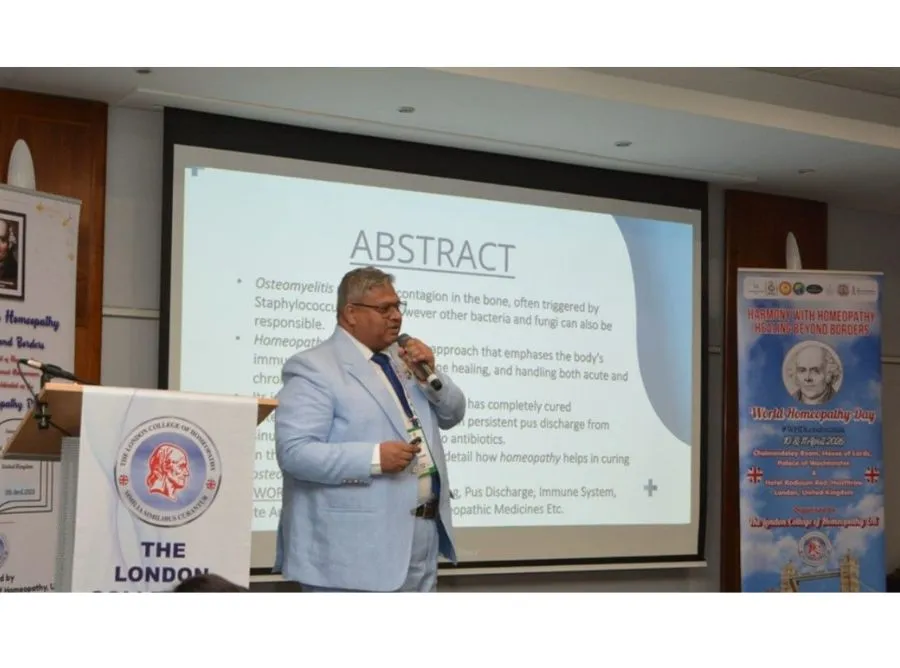 World Homoeopathy Day 2026, Dr Vikas Singhal, homeopathy bone infection treatment, integrative medicine conference London, osteomyelitis homeopathy